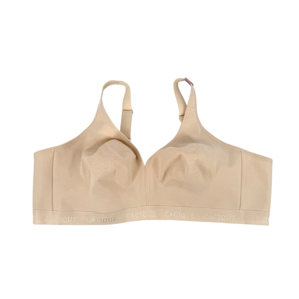 Cacique Unlined Full Coverage Bra Womens Size 50D Beige Cotton Blend No Wire